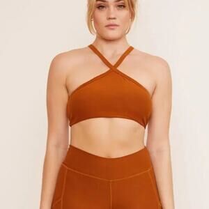 Wolven Threads High Neck Criss Cross Pyramid Bra Turmeric Medium